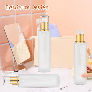 Botella de Spray Cilíndrica Esmerilada de Plástico PET de 30ml/60ml/100ml/150ml/200ml con Cabeza Dosificadora Dorada, Impresión Serigráfica, para Limpiador Facial y Loción - Product Image 5