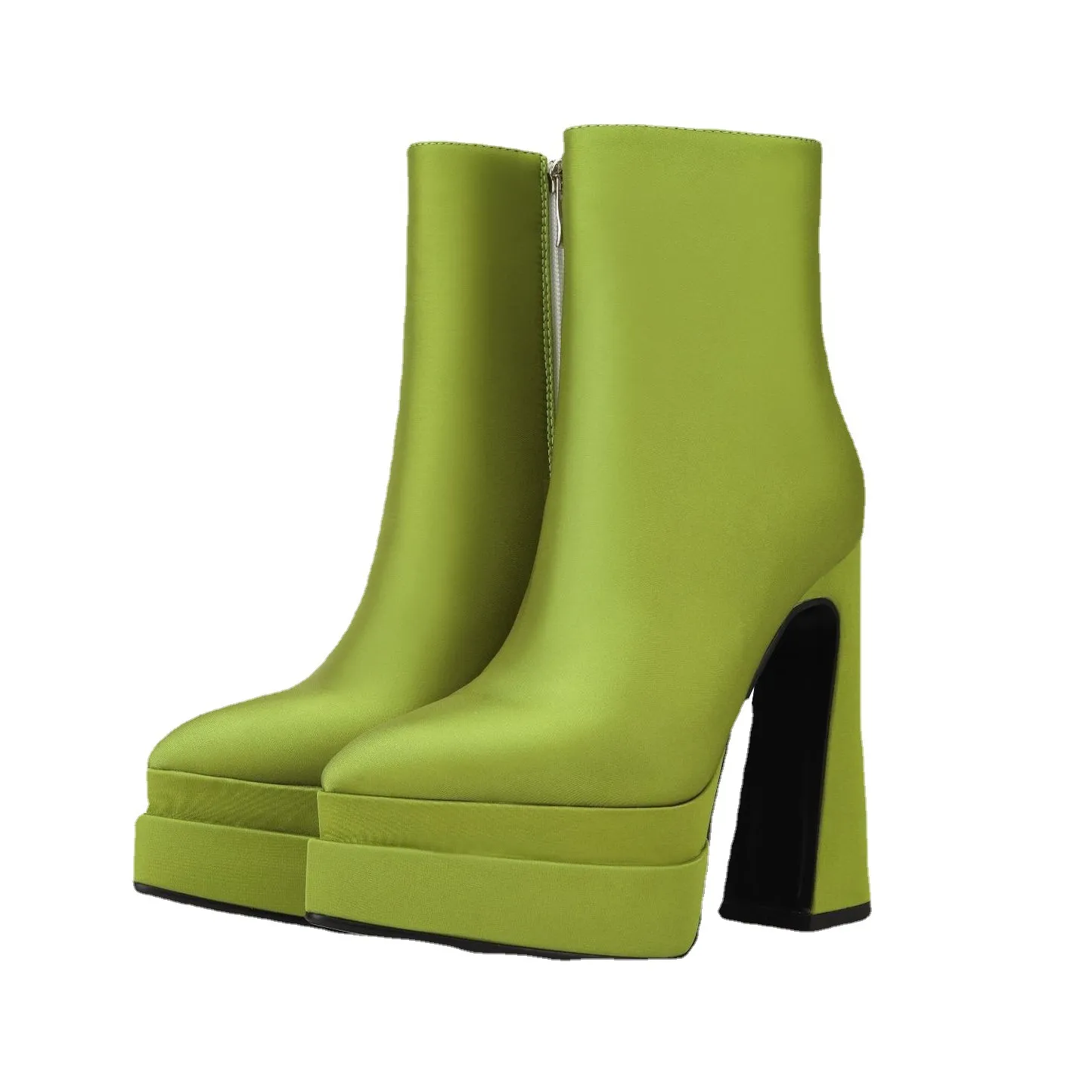 Xinzirain Custom Winter New Ladies Short Classic Boots eleganti stivali con tacco grosso alla caviglia in raso di seta a doppio strato