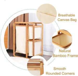 Combohome <span class=keywords><strong>cesto</strong></span> portabiancheria per Hotel di fascia alta con struttura in bambù <span class=keywords><strong>cesto</strong></span> portaoggetti per abbigliamento <span class=keywords><strong>cesto</strong></span> portabiancheria a 3 scomparti per panno sporco - Product Image 3