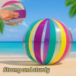 Pelota de Playa Inflable de PVC a Rayas - Juguete Transparente Grande para Fiestas en la Piscina y Actividades Acuáticas al Aire Libre de Verano - Product Image 5