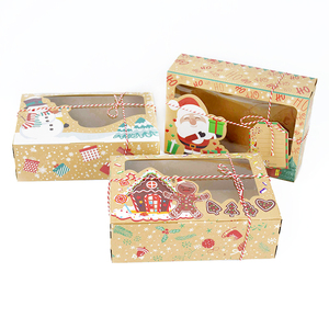 Grande Scatola Ecologica in Carta Kraft per Dolci Natalizi e Regali, con Pupazzo di Neve, Babbo Natale e Biglietto Regalo - Product Image 5