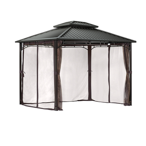 Moustiquaire universelle de remplacement pour gazebo 4 portes en PVC, avec rideaux latéraux à fermeture éclair pour jardin et patio - Product Image 1