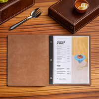 Porte-menu en cuir PU personnalisé A4, style vintage, pour café, bar, restaurant, couverture de menu durable, accessoires pour hôtel et entreprise