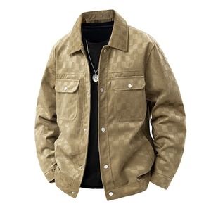 Heavy Rabbit Hair Corduroy Solid Vintage Men's Windproof Reversible <strong>Heated</strong> <strong>Jacket</strong> Autumn New Retro Lapel Front Logo - Product Image 2