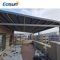 Pergola autoportante extensible et rétractable au design moderne, auvent en toile textilène, nouvelle conception pour jardin extérieur en aluminium avec télécommande