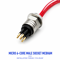 Kabel Konektor Bawah Air HYSF SUBSEA MCIL6M Micro 6-Pin Male Inline Tahan Air, Steker Listrik Bawah Laut untuk ROV AUV Marine Pcb/fpc