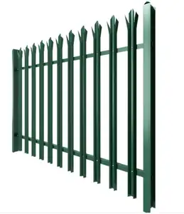 Hot Dipped Galvanised Q235 W D Pale Post Rail Steel Palisade Fencing Low Carbon Steel Wire Iron Metal Garden Decoration Green