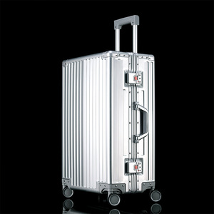24 Inch Aluminum Frame <b>Suitcase</b> With Trolley Universal Wheels Shockproof Combination <b>Lock</b> Solid Color Durable Travel Luggage - Product Image 3