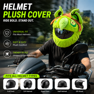 Funda de felpa para casco de motocicleta, piel sintética suave de conejo, forma de <span class=keywords><strong>duende</strong></span>, resistente al viento, resistente a los arañazos, decoración para casco de 12,6x19 pulgadas - Product Image 1