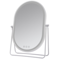 Professional LED Vanity Mirror 3 Color Modes Dimmable Touch Control Metal+Glass Oval Shape Magnifying Feature Personalized