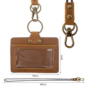 Porte-carte d'identité en cuir Boshiho marron, porte-badge, porte-carte de crédit, cordon de cou élégant pour le bureau, les étudiants et les professionnels - Product Image 2