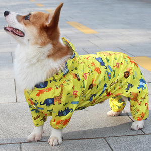 Impermeable para Mascotas con Estampado de Cartón, Material de Poliéster Profesional, Cobertura Completa, Fácil de Poner, para Perros Pequeños y Medianos, Corgi, Bulldog Francés - Product Image 1