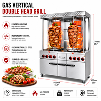 Nouvelle machine à shawarma au gaz professionnelle à double brûleur grande capacité, rôtissoire verticale avec grand placard de rangement pour barbecue