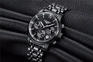 ساعة جوانكين GS19018 الماسية الفاخرة، ساعات كوارتز أنيقة، ساعة كوارتز مرصعة بالألماس من الفولاذ المقاوم للصدأ للرجال - Product Image 4