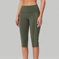 Pantalon Capri Femme Personnalisé en Coton Uni avec Bande Élastique Blanche et Rayures Contrastantes, Taille Pliée, Vente en Gros