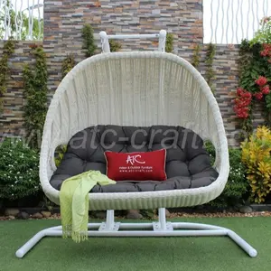 Bequemes Design Poly Kunstharz Rattan 2-Sitzer Schaukel stuhl oder Hängematte für Outdoor Garden Patio Wicker Möbel