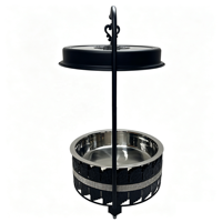 Plat à chafing rond suspendu noir 9L, moderne et orné, en acier inoxydable, chauffe-plats de buffet avec couvercle en verre pour hôtels et mariages