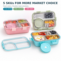 Boîte à lunch tendance 2026, sans BPA, avec plateau amovible en acier 304, grande capacité, 3 compartiments, compatible lave-vaisselle, réutilisable, directement de l'usine