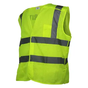 High Visibility Polyester Mesh Reflective Safety West with Zipper Closure