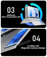 Ordinateur portable à double écran avec clavier AZERTY personnalisé 15,6 pouces + 7 pouces IPS, tout neuf, professionnel, 16 Go de RAM, 128/256/512 Go, SSD 1 To