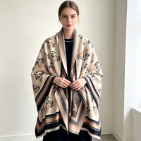 Nouvelle Collection 2027 : Écharpe d'Hiver de Luxe pour Femme, Douce et Confortable Effet Cachemire, Jacquard Tête de Cheval, Châle Couverture Chaude