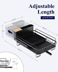 Grand égouttoir à vaisselle extensible multifonctionnel pour comptoir de cuisine, égouttoir à vaisselle antirouille - Product Image 4