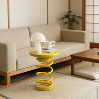 Table basse moderne en métal de style nordique avec rangement pour chambre et salon - Durable Rouge/Jaune Qualité supérieure Meubles de maison