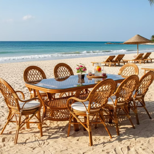 Ensemble de salle à manger JAVA, goût traditionnel, ensemble de salle à manger confortable, table longue, fabriqué en Indonésie pour hôtel, maison, villa, meubles - Product Image 2