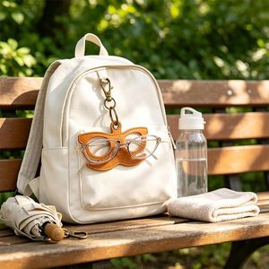 PU Leather Moustache Shape Sunglasses Holder <b>Keychain</b> for Travel Portable Eyeglasses <b>Glasses</b> <b>Keychain</b> Cute Promotional - Product Image 1