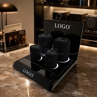Support d'affichage de haut-parleur de comptoir en acrylique personnalisé avec éclairage LED, présentoir lumineux pour haut-parleur audio de comptoir avec panneau logo
