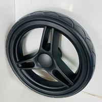 Roue de chariot à poussette en plastique avec pneu en mousse PU de 10 pouces, roulement R8ZZ, certifiée REACH ROHS, légère (360g) pour chariot à main