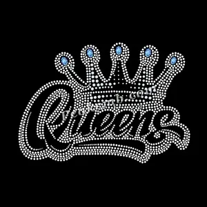 Bling Be Ready To Ship Printing T-shirt Design Queen Rhinestone Iron On Transfer