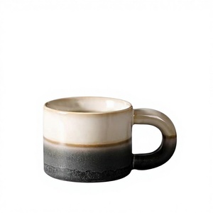 Tasses à café en porcelaine écologiques, artisanales, style rétro, effet de glaçure de four, style minimaliste scandinave, cadeaux d'affaires, bureau, maison - Product Image 3