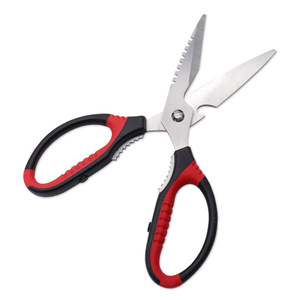 Ciseaux de cuisine multifonctions Lubanzuo en acier inoxydable 4 en 1 noir et rouge avec base magnétique pour rangement au réfrigérateur - Product Image 4