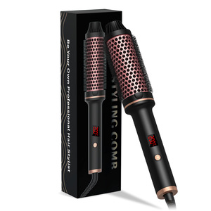 <span class=keywords><strong>Cepillo</strong></span> térmico profesional para el cabello, rizador de cabello de iones negativos antiescaldado, peine Alisador, <span class=keywords><strong>cepillo</strong></span> térmico 400F, pantalla LCD de 1,5 pulgadas - Product Image 4