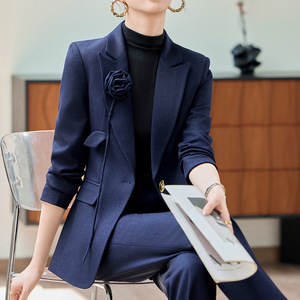 Women's Professional Suit Set Purple Polyester Anti-Wrinkle Office Lady Autumn Full Sleeve Formal Work Wear - Product Image 3