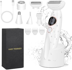 Rasoirs électriques pour femmes 5-en-1 étanche Bikini <span class=keywords><strong>rasoir</strong></span> USB Charge Dock sans fil électrique épilation du visage épilateur <span class=keywords><strong>pubien</strong></span> - Product Image 1