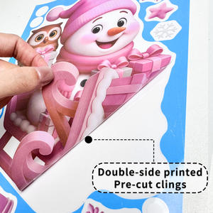 Decoraciones Navideñas para Interiores, Calcomanías de Copos de Nieve, Papá Noel y Renos para Ventanas de Vidrio - Product Image 4