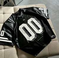 T-shirt col en V pour homme, coupe courte et ample, en cuir suédé, style streetwear personnalisé, décontracté, grammage lourd 380 g/m²