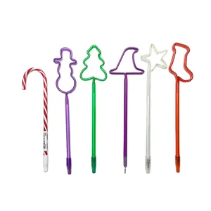 Stylo à bille pour enfants, en forme de vache, OEM, vente en gros, chapeau de noël, arbre, neige homme, bonbonnière, personnalisé, mignon, cadeau pour enfants