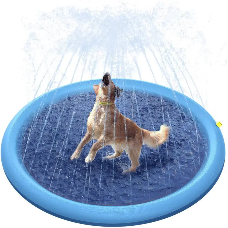 Mainan Air Mancur Halaman Belakang Bermain Tikar Menebal Mandi Sprinkler Kolam Percikan Pad untuk Anak-anak dan Anjing