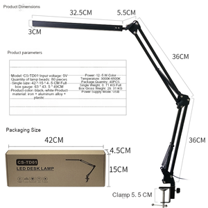 Lampe de table de lecture LED USB 12W moderne simple avec clip de gradation à bras flexible pour salle de lecture - Product Image 6