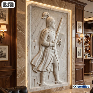 Rilievo in Marmo Bianco dei Cavalieri <span class=keywords><strong>Templari</strong></span> Tradizionali di Alta Qualità BSA, Personalizzabile per Decorazioni Interne ed Esterne di Ville e Hall - Product Image 1