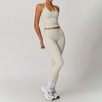 TZ8791-2 beau dos Yoga gilet avec pantalon taille haute Logo personnalisé licou cou costume de sport respirant Fitness Gear