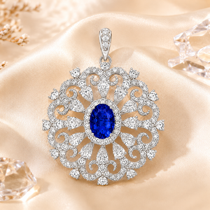 Pendentif de fiançailles en argent 925 avec zircon et pierres précieuses cultivées UM Jewelry, idéal pour un usage quotidien ou comme cadeau d'anniversaire de mariage - Product Image 3