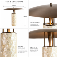 Lampe de table design contemporaine, corps en coquille de capiz fait main, lampe en fer bronze antique, luminaire personnalisé pour hôtel, villa, projet