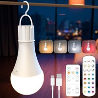 Lampe de chevet LED à commande à distance avec minuterie, rechargeable par USB, base A60 E26 E27, lampe murale, ampoule LED d'urgence résidentielle, lampe de nuit