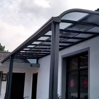 Auvent de balcon extérieur, abri contre la pluie, couverture de patio, auvent manuel en aluminium imperméable avec poteaux, toit en polycarbonate, protection UV