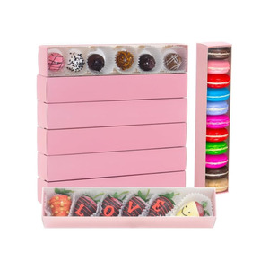 Boîtes à dessert en papier de taille et couleur personnalisées, emballage avec couvercle transparent de qualité alimentaire pour chocolat, macarons, bonbons, fraises - Product Image 1