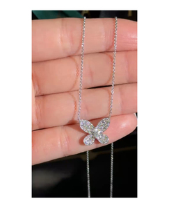 เพชรหายาก เครื่องประดับชั้นดี ทองคำขาว 14K สไตล์วินเทจ ประดับเพชรทรงลูกแพร์รูปผีเสื้อ สร้อยคอจี้เพชร E VS เพชรเลี้ยงในห้องปฏิบัติการ สำหรับทั้งชายและหญิง เหมาะสำหรับงานแต่งงาน - Product Image 1